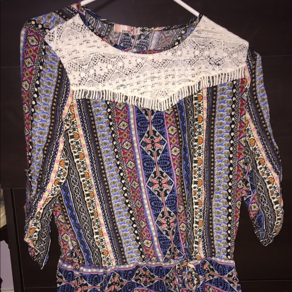 Long patterned flared blouse